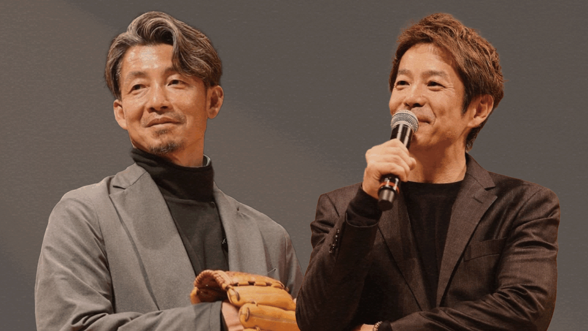 鳥谷敬と清水健が出演するトークライブのステージイメージ写真